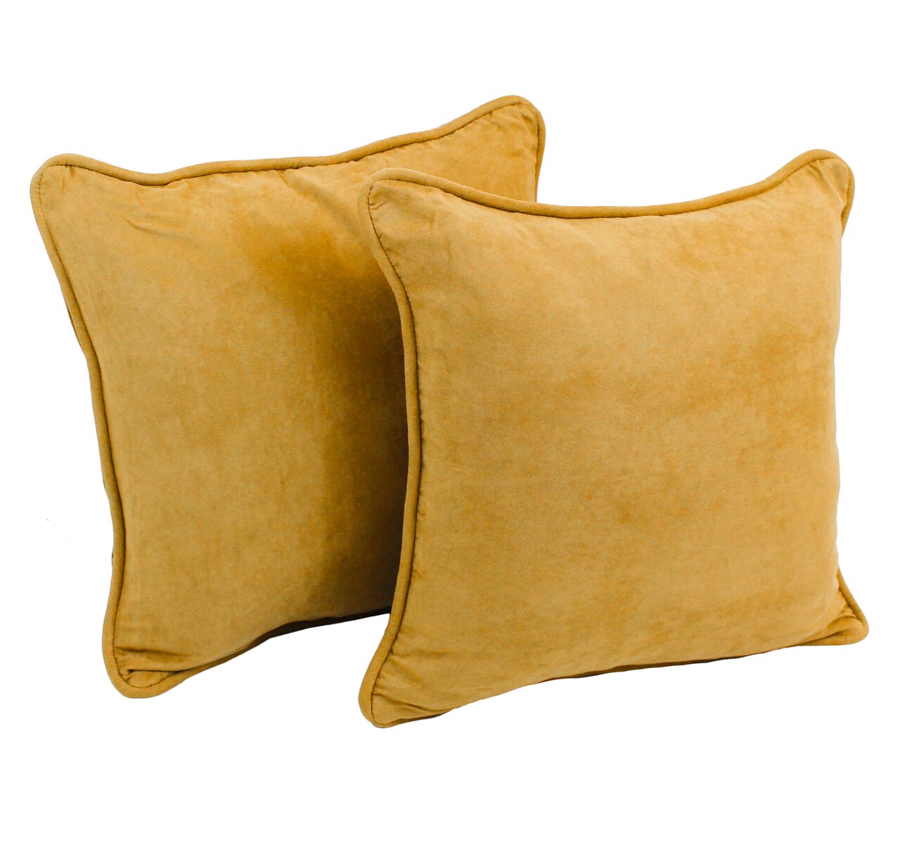 18-inch Double-corded Solid Microsuede Square Throw Pillows with Inserts (Set of 2) - Lemon
